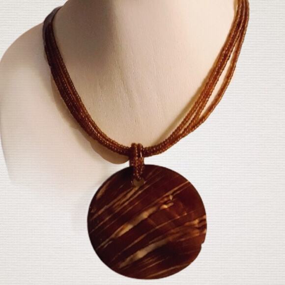 Hand Crafted Triple Strand Beaded Charm Necklace - Picture 3 of 6